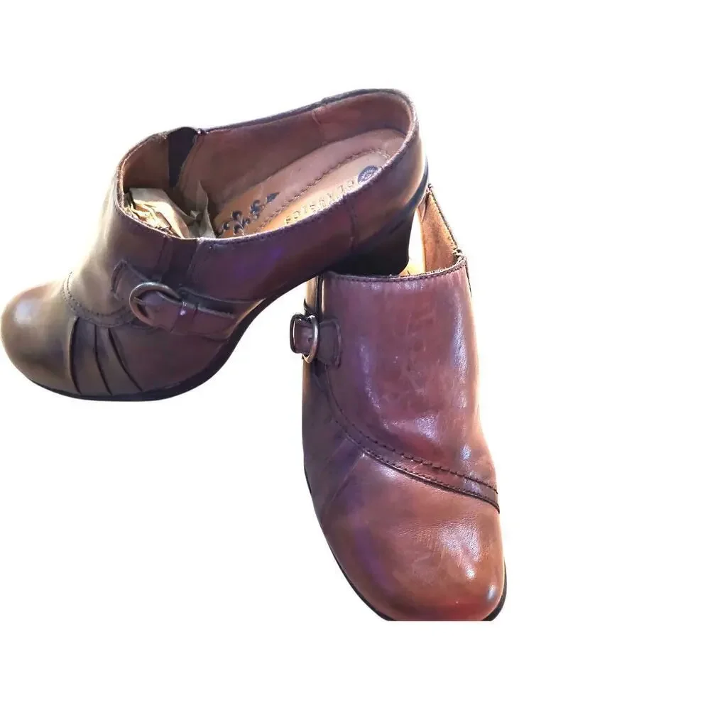 Earth Spirit Classics Clogs Emily Dark Brown Slip on Leather Sz‎ 9